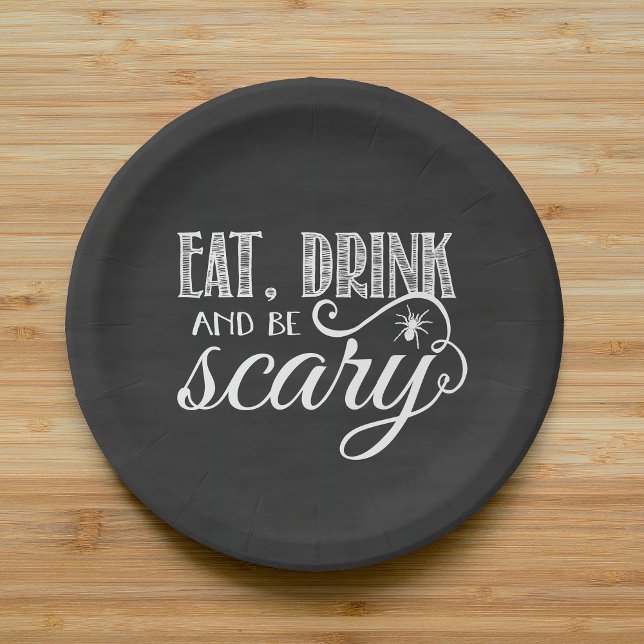 Eat, Drink and Be Scary Halloween Party Spider Paper Plate (Creator Uploaded)