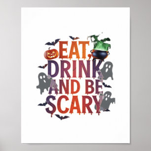 Eat Drink And Be Scary Halloween Party Spooky Desi Poster