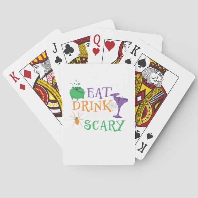 Eat Drink And Be Scary Halloween Playing Cards (Back)