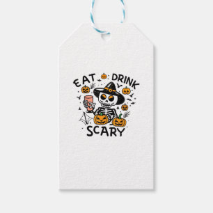 Eat Drink And Be Scary Halloween Pumpkin Miniature Gift Tags