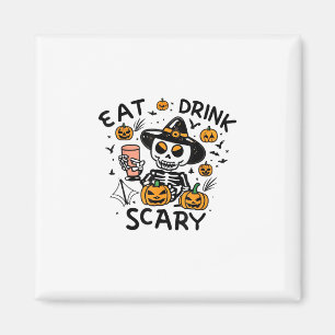Eat Drink And Be Scary Halloween Pumpkin Miniature Magnet