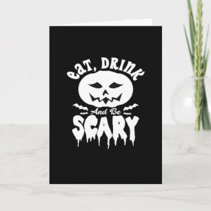 Eat Drink And Be Scary Halloween Retro Classic Card