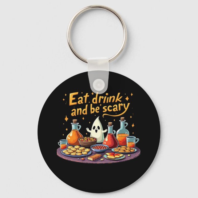 Eat Drink And Be Scary Halloween Spooky Fun For Ha Key Ring (Front)
