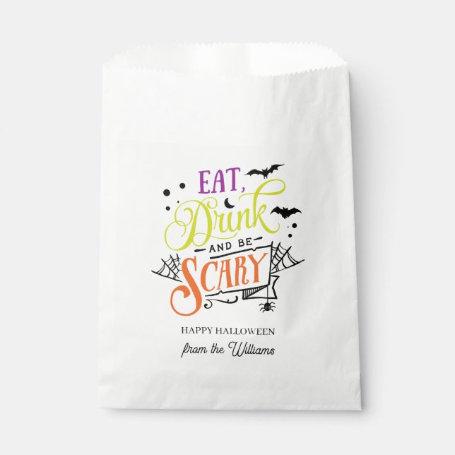 Eat, Drink and Be Scary Halloween Typography Favour Bag (Front)