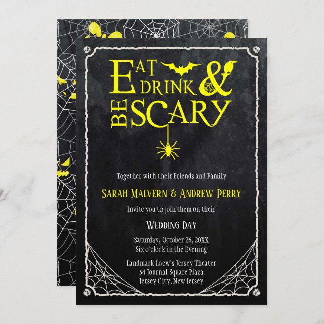 Eat, Drink and Be Scary Halloween Wedding Invite (Front/Back)