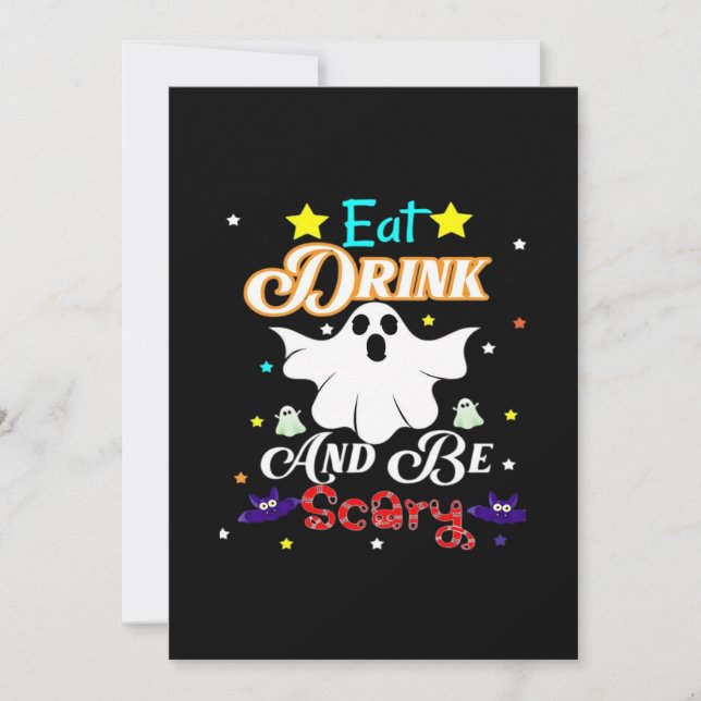 Eat Drink And Be Scary Happy Halloween Day Holiday Card (Front)