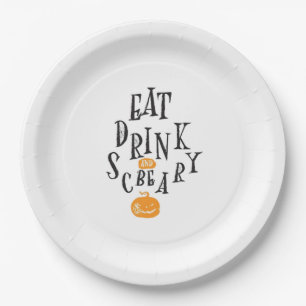 Eat Drink And Be Scary Happy Halloween Vintage Coo Paper Plate