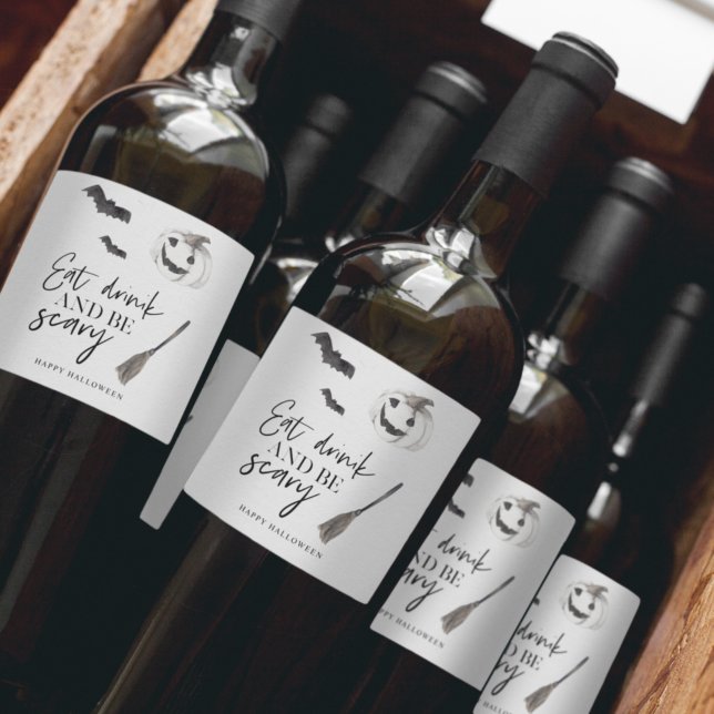 Eat Drink And Be Scary | Happy Halloween Wine Label (Creator Uploaded)