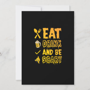 Eat Drink And Be Scary I Halloween Retro Classic Holiday Card