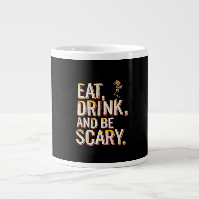 Eat Drink And Be Scary Minimal Clean Large Coffee Mug (Front)