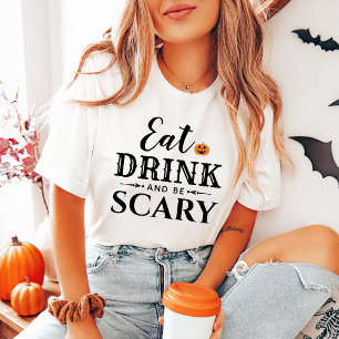 Eat Drink and Be Scary Modern Typography Halloween Tri-Blend Shirt