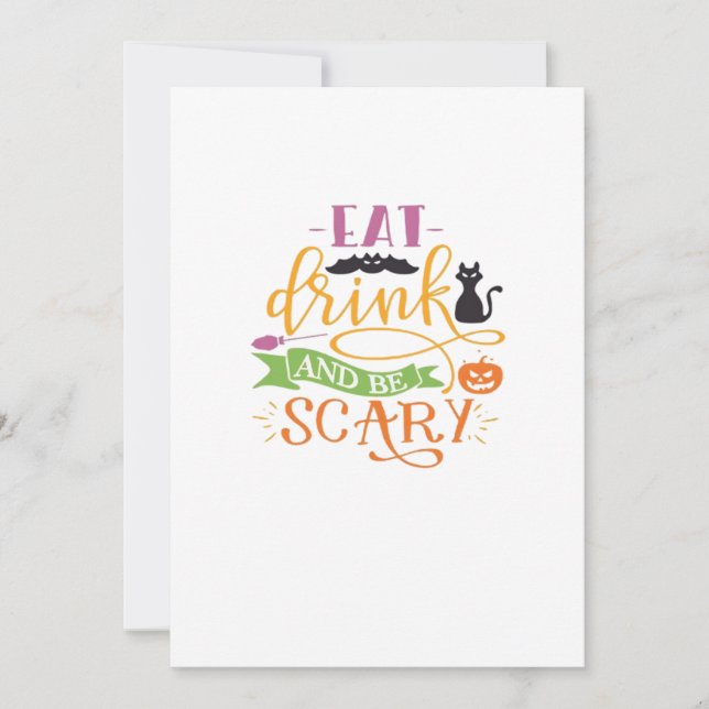 Eat Drink And Be Scary Quote & Retro Classic Desig Holiday Card (Front)