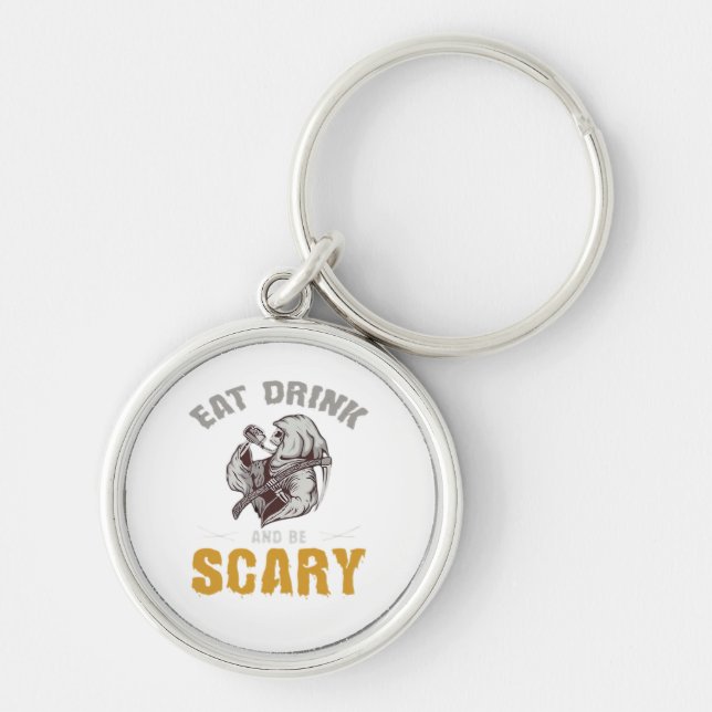 Eat Drink And Be Scary Reaper Minimal Clean Key Ring (Front)