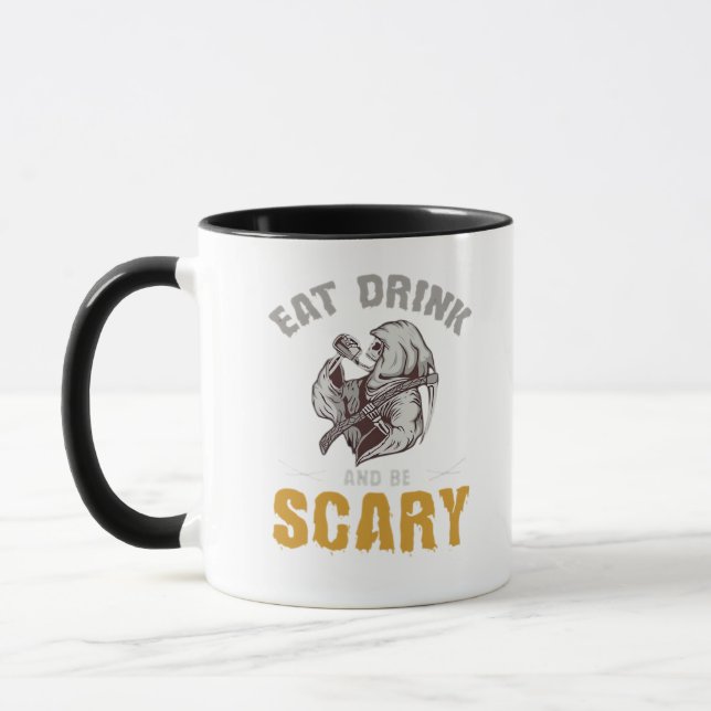 Eat Drink And Be Scary Reaper Minimal Clean Mug (Left)