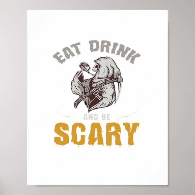 Eat Drink And Be Scary Reaper Minimal Clean Poster (Front)