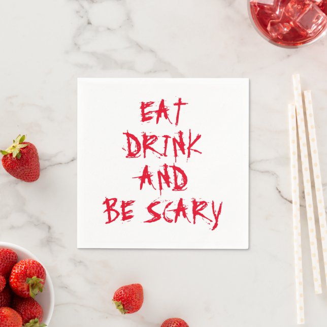 Eat drink and be scary red blood text Halloween Napkin (Insitu)
