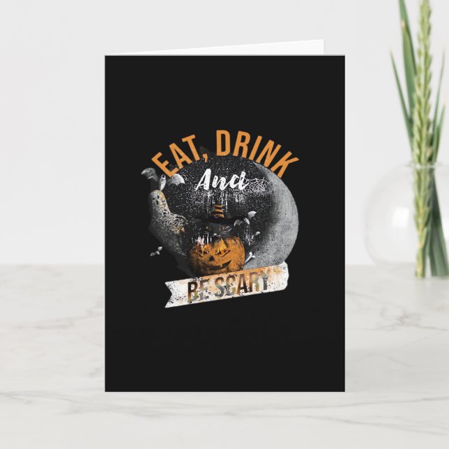 Eat Drink And Be Scary Retro Classic Card (Front)