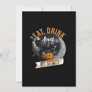 Eat Drink And Be Scary Retro Classic Holiday Card