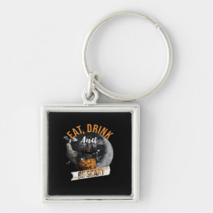 Eat Drink And Be Scary Retro Classic Key Ring