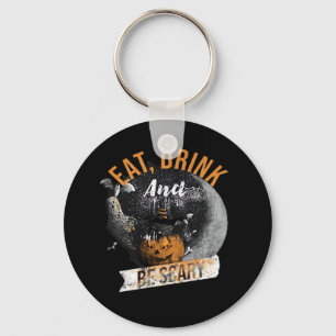 Eat Drink And Be Scary Retro Classic Key Ring