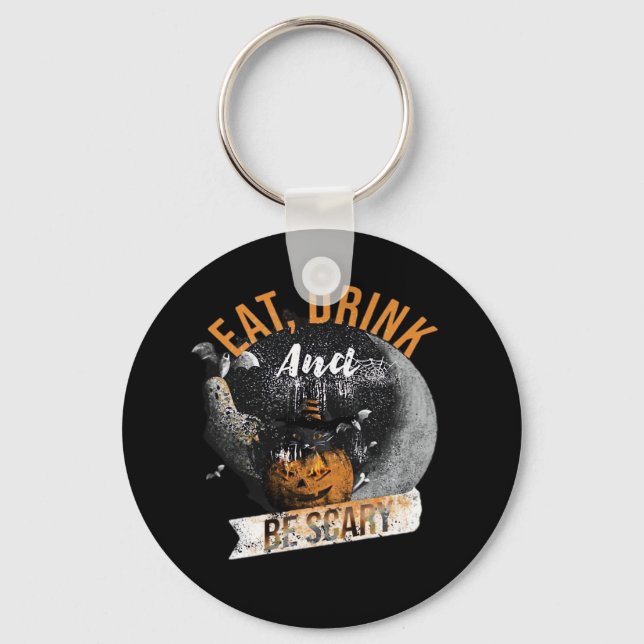 Eat Drink And Be Scary Retro Classic Key Ring (Front)