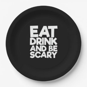 Eat Drink And Be Scary Retro Classic Paper Plate