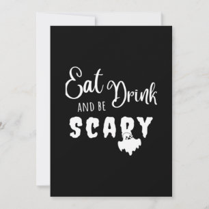 Eat Drink And Be Scary Retro Graphic Holiday Card