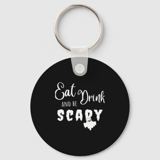Eat Drink And Be Scary Retro Graphic Key Ring (Front)
