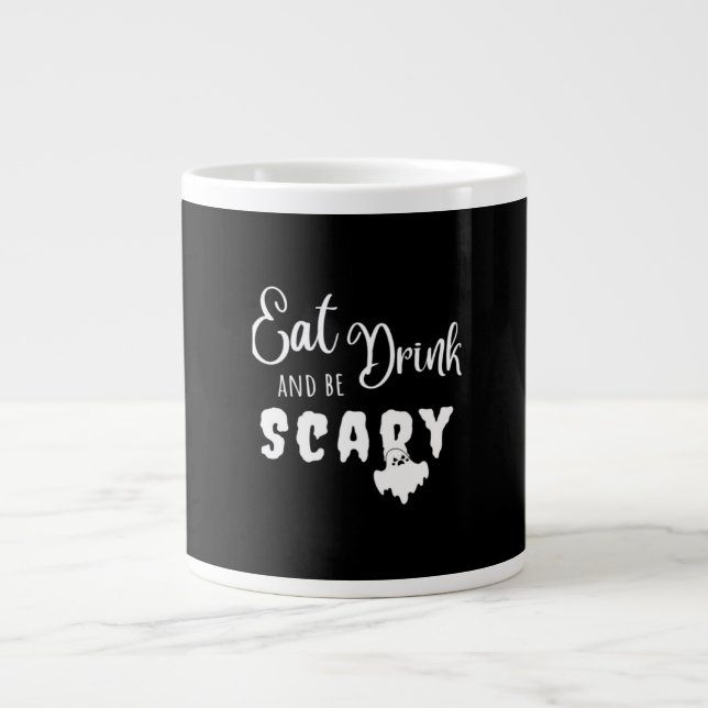 Eat Drink And Be Scary Retro Graphic Large Coffee Mug (Front)