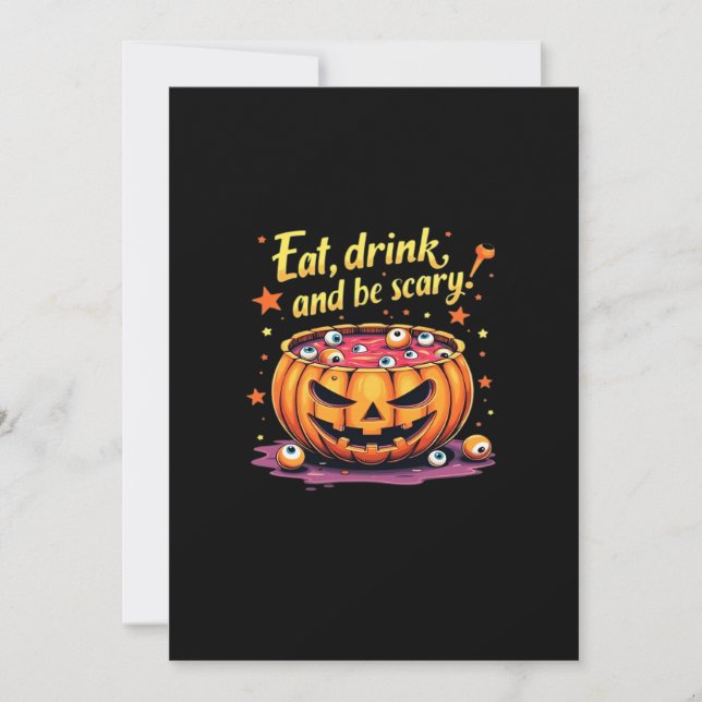 Eat, Drink, and Be Scary Scary Movie Night Hallowe Holiday Card (Front)