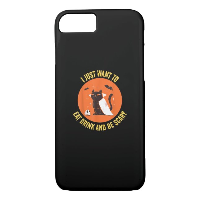 Eat Drink And Be Scary Spooky Cat Halloween Case-Mate iPhone Case (Back)