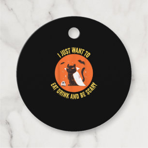 Eat Drink And Be Scary Spooky Cat Halloween Favour Tags