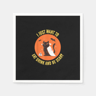 Eat Drink And Be Scary Spooky Cat Halloween Napkin