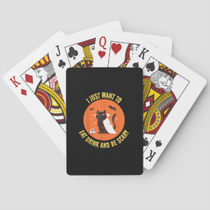 Eat Drink And Be Scary Spooky Cat Halloween Playing Cards