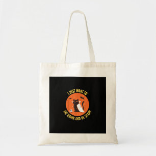 Eat Drink And Be Scary Spooky Cat Halloween Tote Bag