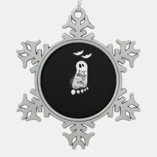 Eat Drink And Be Scary Trendy Graphic Snowflake Pewter Christmas Ornament