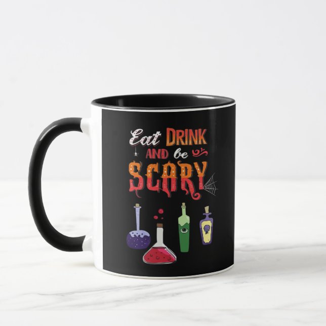 Eat Drink And Be Scary Vintage Art Mug (Left)
