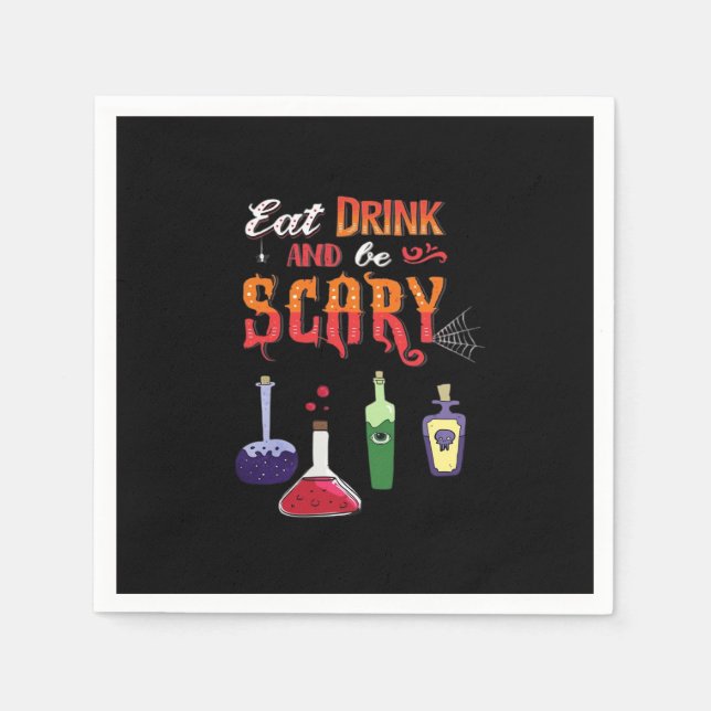 Eat Drink And Be Scary Vintage Art Napkin (Front)