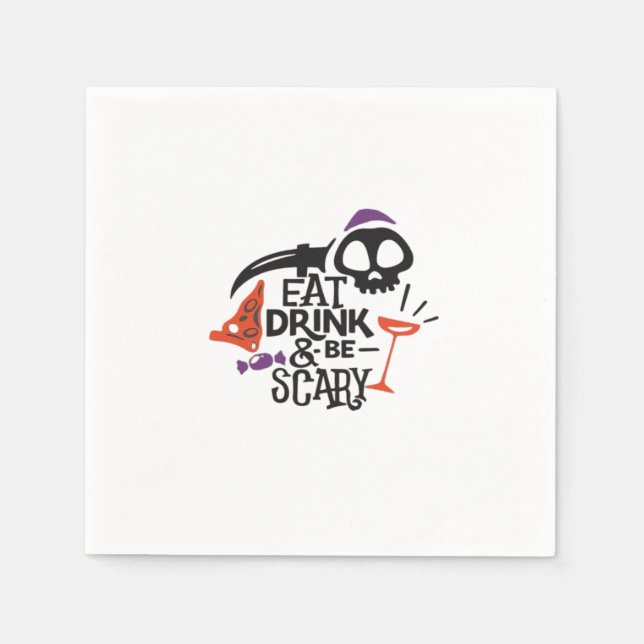Eat Drink And Be Scary Vintage Graphic Napkin (Front)