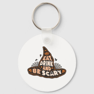 Eat Drink And Be Scary Witch Hat Aesthetic Casual Key Ring