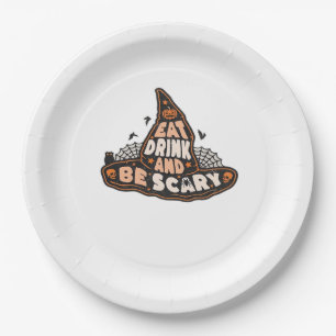 Eat Drink And Be Scary Witch Only Halloween Gift F Paper Plate