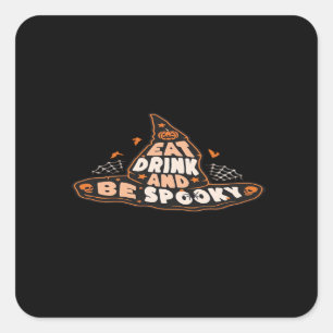 Eat Drink And Be Spooky Essential Vintage Style Square Sticker