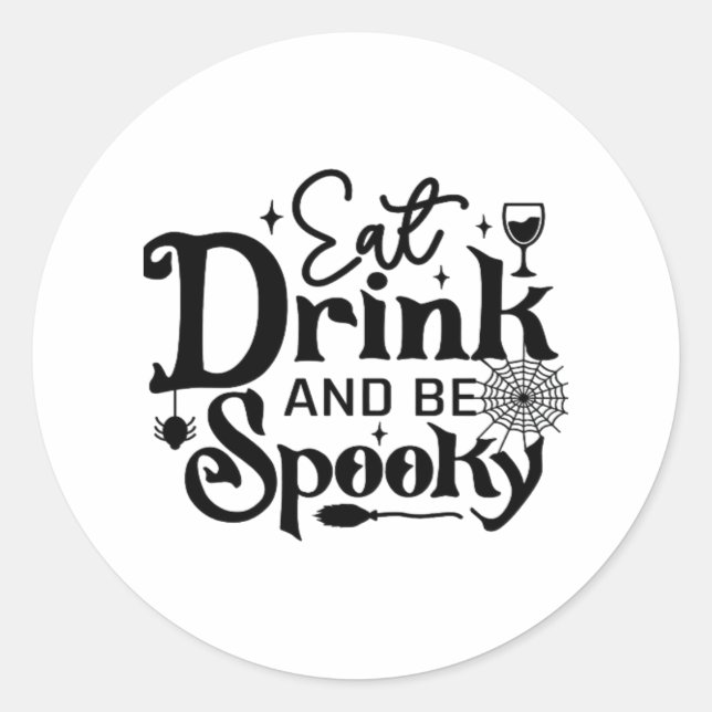 Eat Drink And Be Spooky Retro Classic Classic Round Sticker (Front)