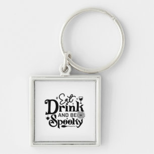 Eat Drink And Be Spooky Retro Classic Key Ring