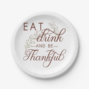 eat drink and be thankful paper plate