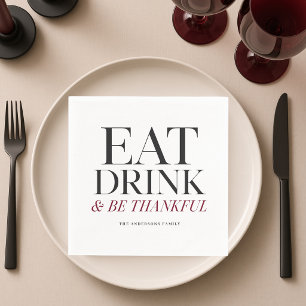Eat Drink and Be Thankful Personalised Napkin