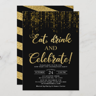 Eat Drink and Celebrate New Year's Eve Party Invit Invitation