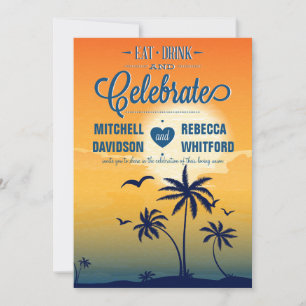 Eat Drink and Celebrate Summer Sunset Wedding Invitation