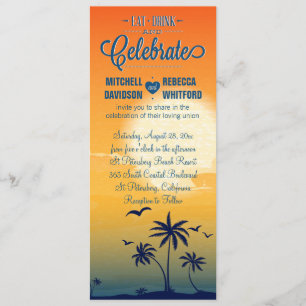 Eat Drink and Celebrate Summer Sunset Wedding Invitation