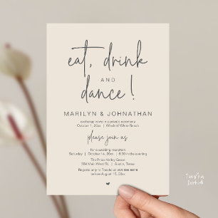 Eat, Drink and Dance, Modern Wedding Reception Invitation
